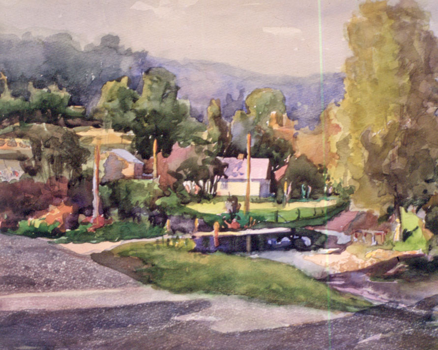 «За обрієм Дрогобич». 1998. Папір, акварель